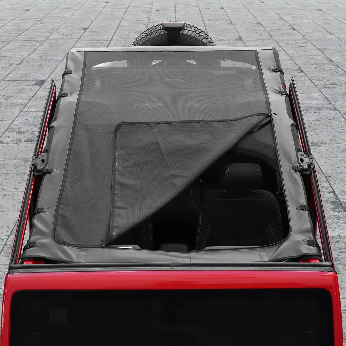 For 2007-2018 Jeep Wrangler JK JKU 4 Door Sunshade leather Mesh Sun Shade Bikini Top