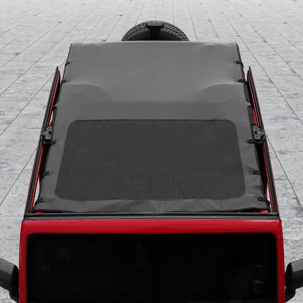 For 2007-2018 Jeep Wrangler JK JKU 4 Door Sunshade leather Mesh Sun Shade Bikini Top