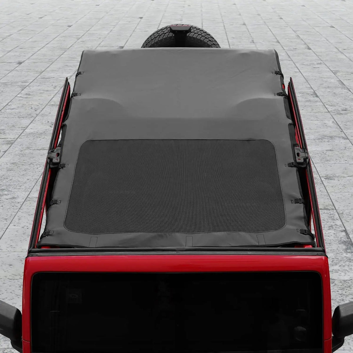 For 2007-2018 Jeep Wrangler JK JKU 4 Door Sunshade leather Mesh Sun Shade Bikini Top