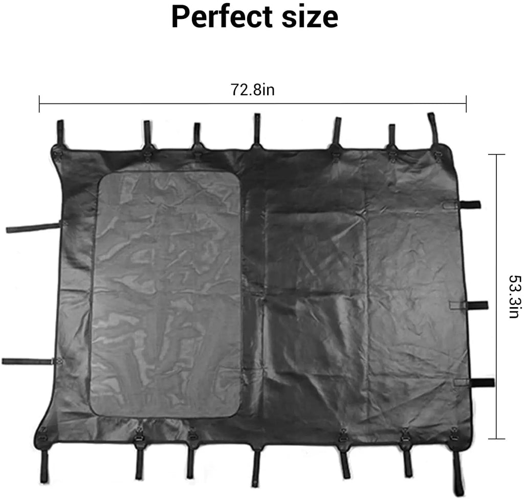 For 2007-2018 Jeep Wrangler JK JKU 4 Door Sunshade leather Mesh Sun Shade Bikini Top