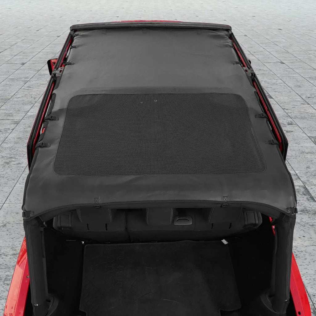 For 2007-2018 Jeep Wrangler JK JKU 4 Door Sunshade leather Mesh Sun Shade Bikini Top