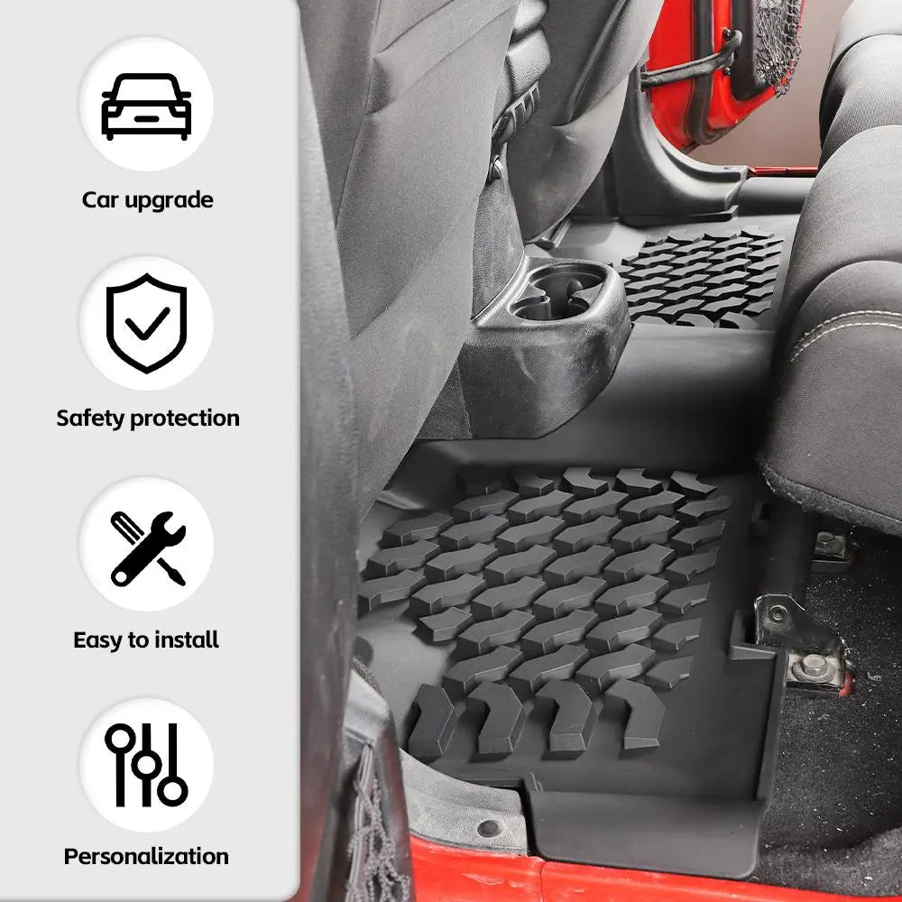 For 2007-2018 Jeep Wrangler JK JKU 4-Door Waterproof Car Floor Foot Mats Replacement
