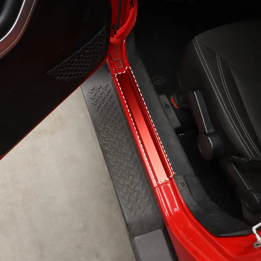 For 2007-2018 Jeep Wrangler JK JKU Aluminum Door Sill Plate Threshold Entry Guards Trim Cover Strip Kit