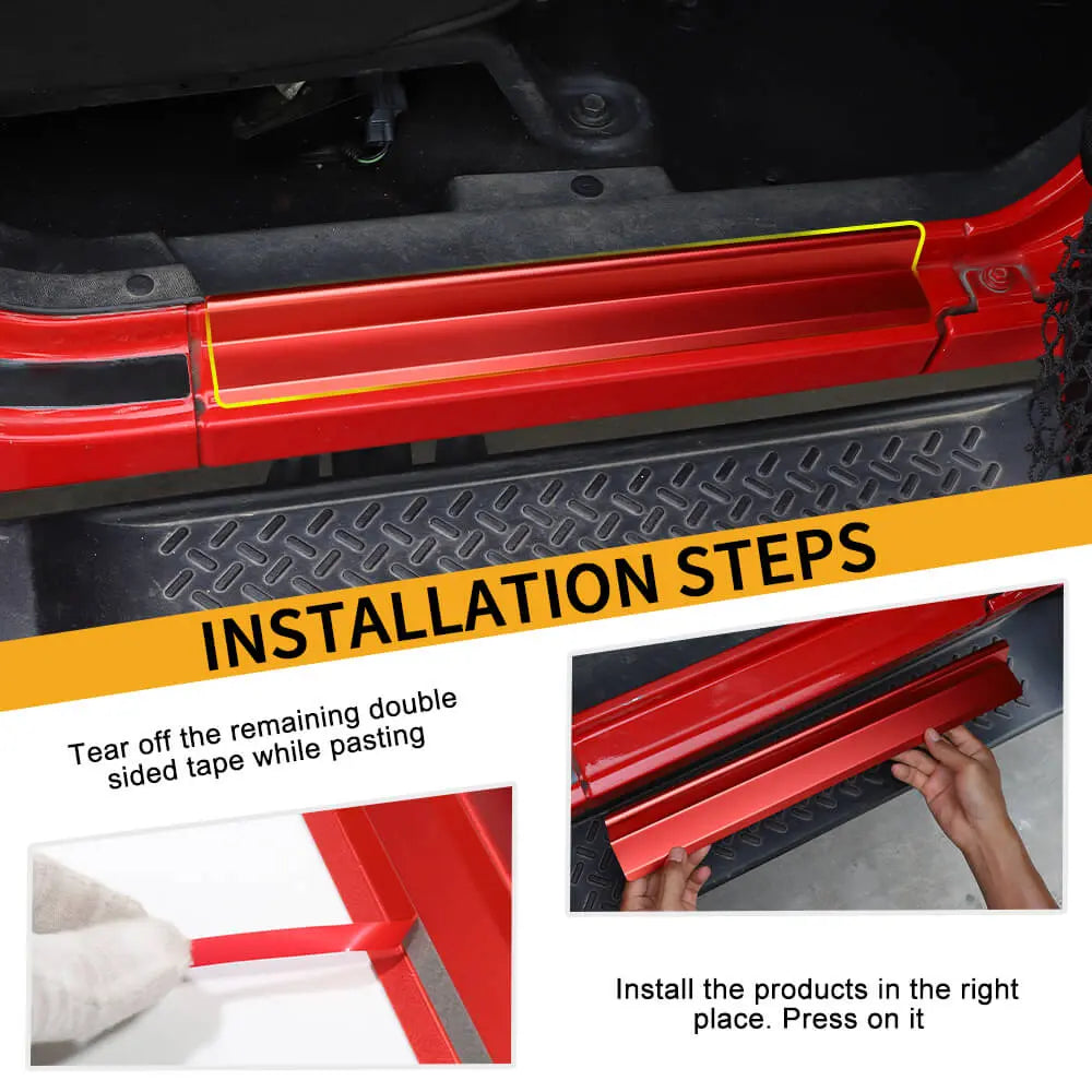 For 2007-2018 Jeep Wrangler JK JKU Aluminum Door Sill Plate Threshold Entry Guards Trim Cover Strip Kit