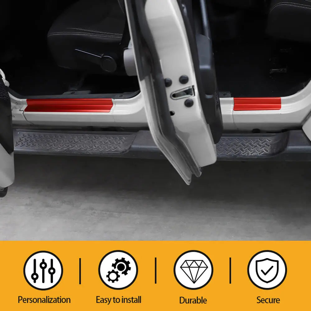 For 2007-2018 Jeep Wrangler JK JKU Aluminum Door Sill Plate Threshold Entry Guards Trim Cover Strip Kit