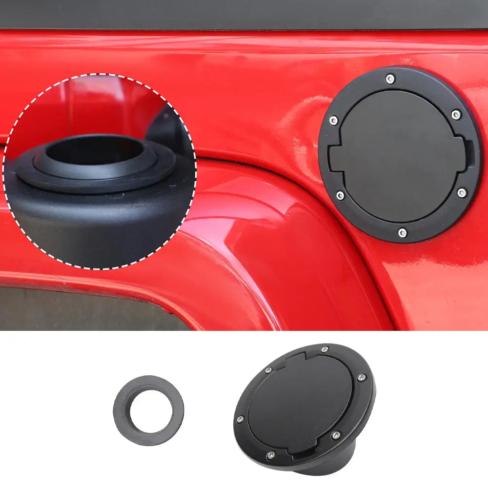 For 2007-2018 Jeep Wrangler JK JKU Gas Cap Fuel Filler Door Cover (Black)