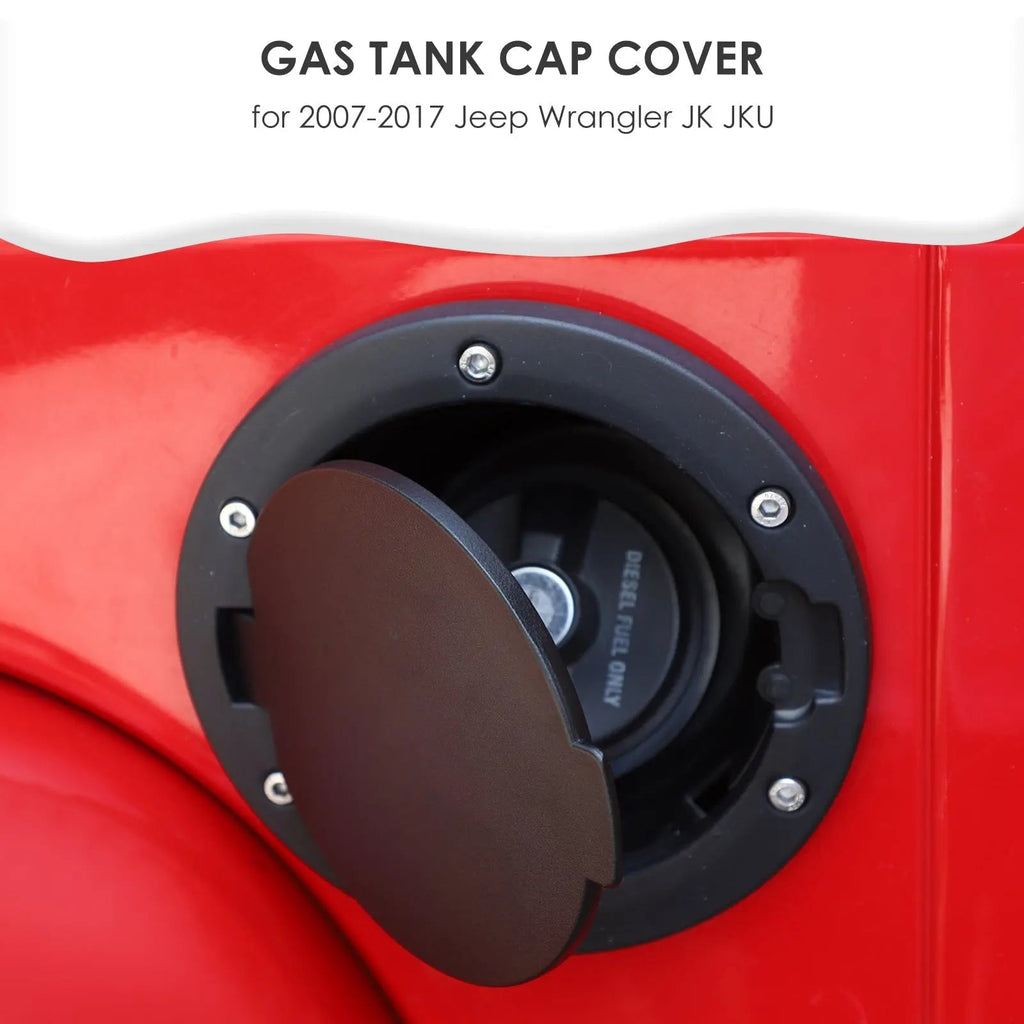 For 2007-2018 Jeep Wrangler JK JKU Gas Cap Fuel Filler Door Cover (Black)