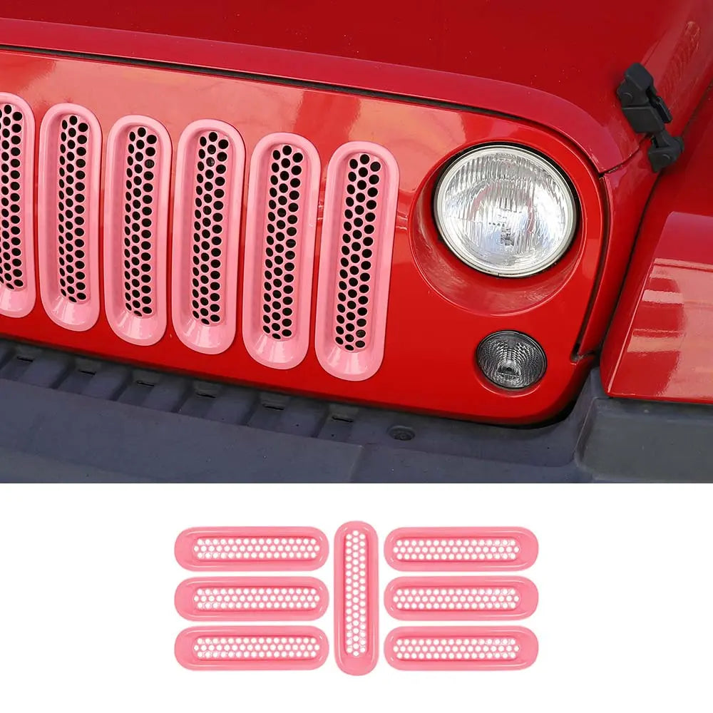 For 2007-2018 Jeep Wrangler JK JKU Clip-in Mesh Grille Inserts Trim