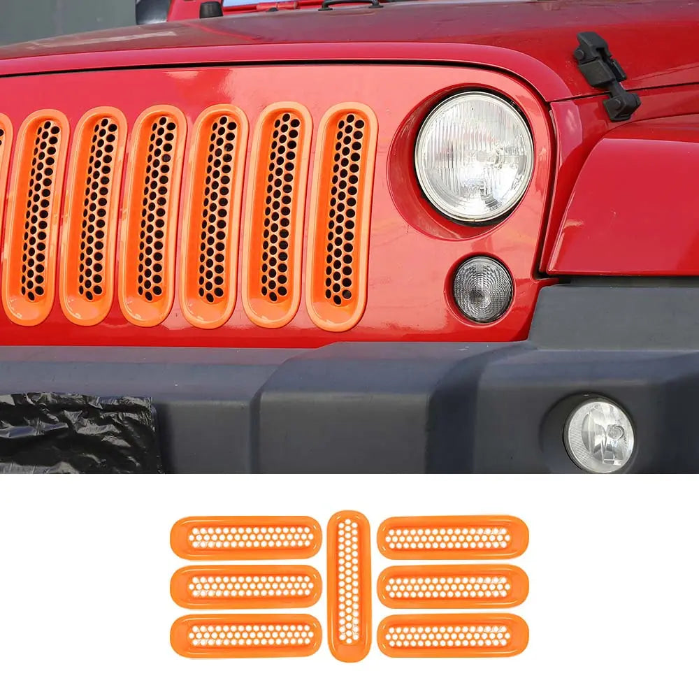 For 2007-2018 Jeep Wrangler JK JKU Clip-in Mesh Grille Inserts Trim