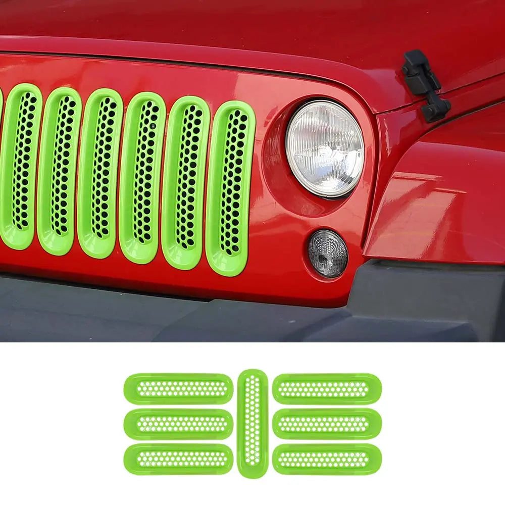 For 2007-2018 Jeep Wrangler JK JKU Clip-in Mesh Grille Inserts Trim