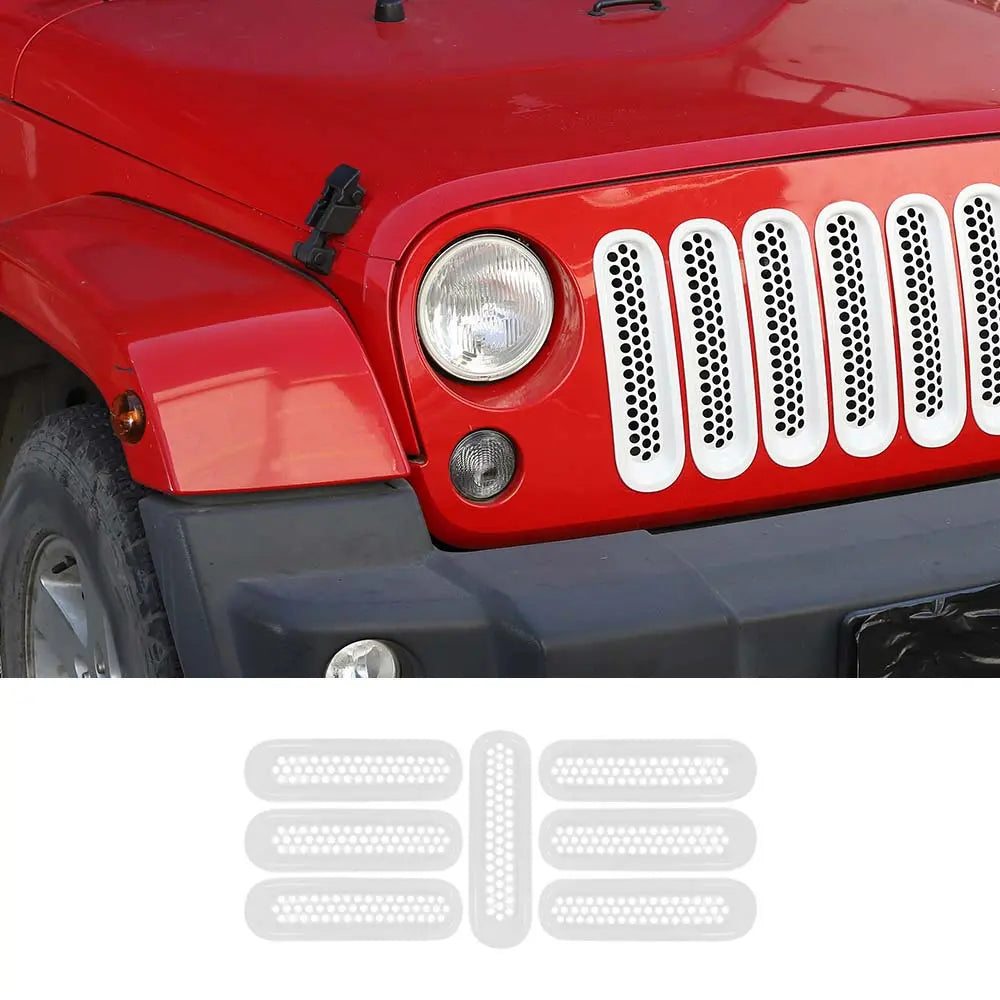 For 2007-2018 Jeep Wrangler JK JKU Clip-in Mesh Grille Inserts Trim