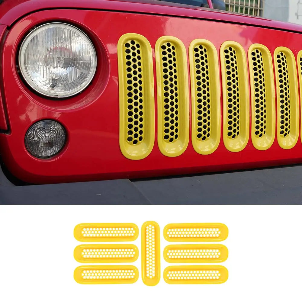 For 2007-2018 Jeep Wrangler JK JKU Clip-in Mesh Grille Inserts Trim