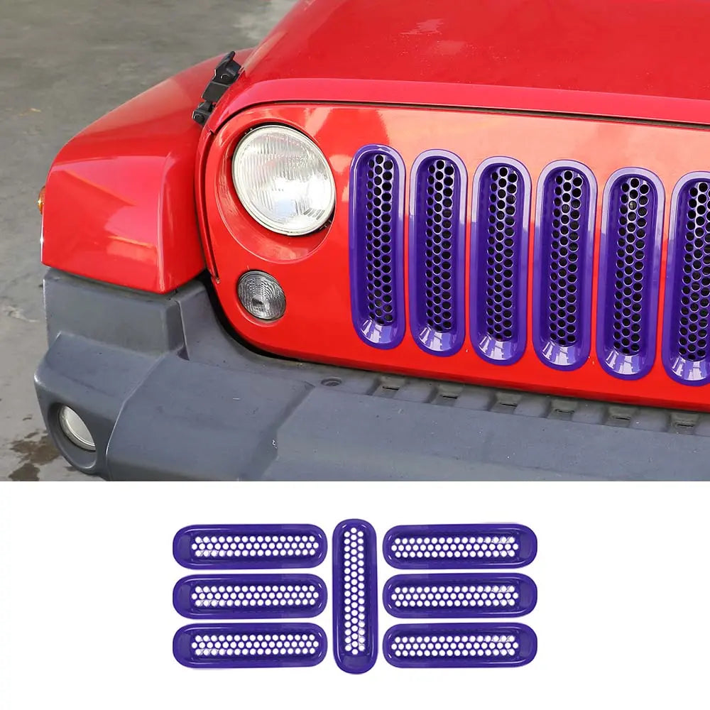 For 2007-2018 Jeep Wrangler JK JKU Clip-in Mesh Grille Inserts Trim