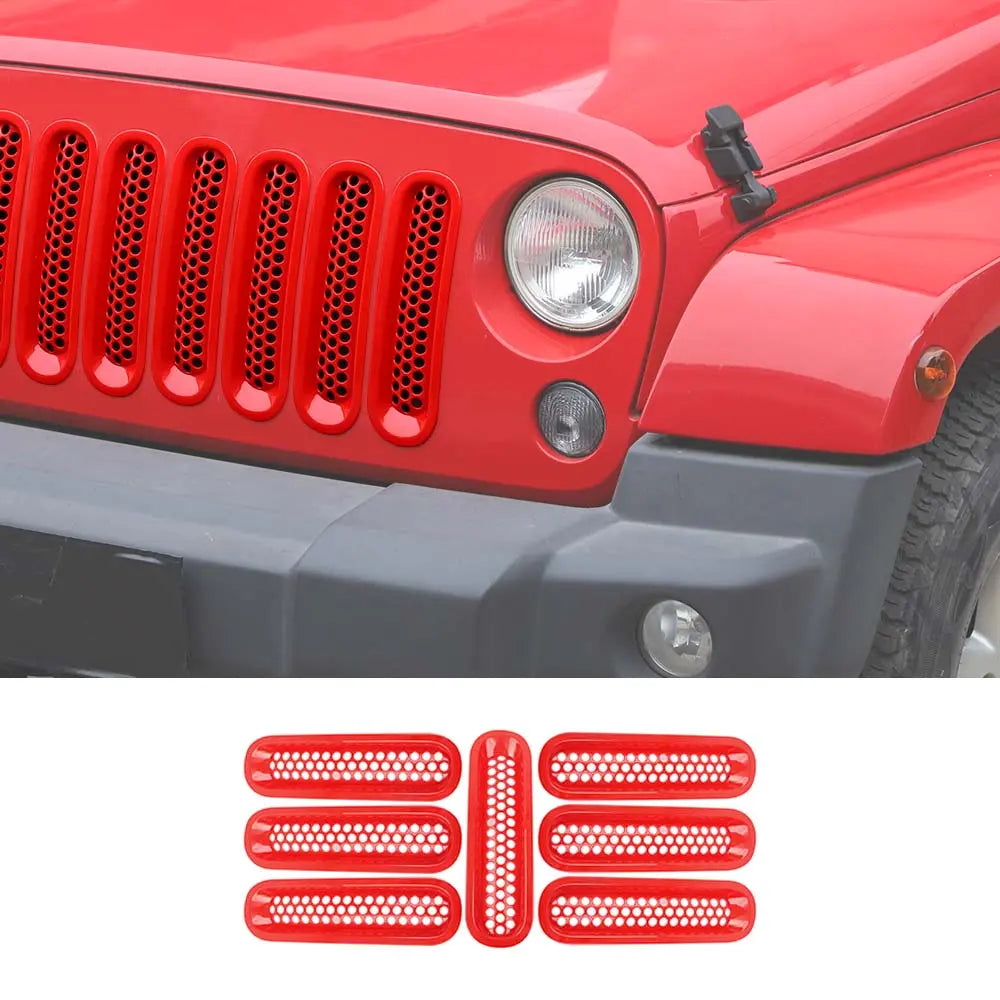 For 2007-2018 Jeep Wrangler JK JKU Clip-in Mesh Grille Inserts Trim
