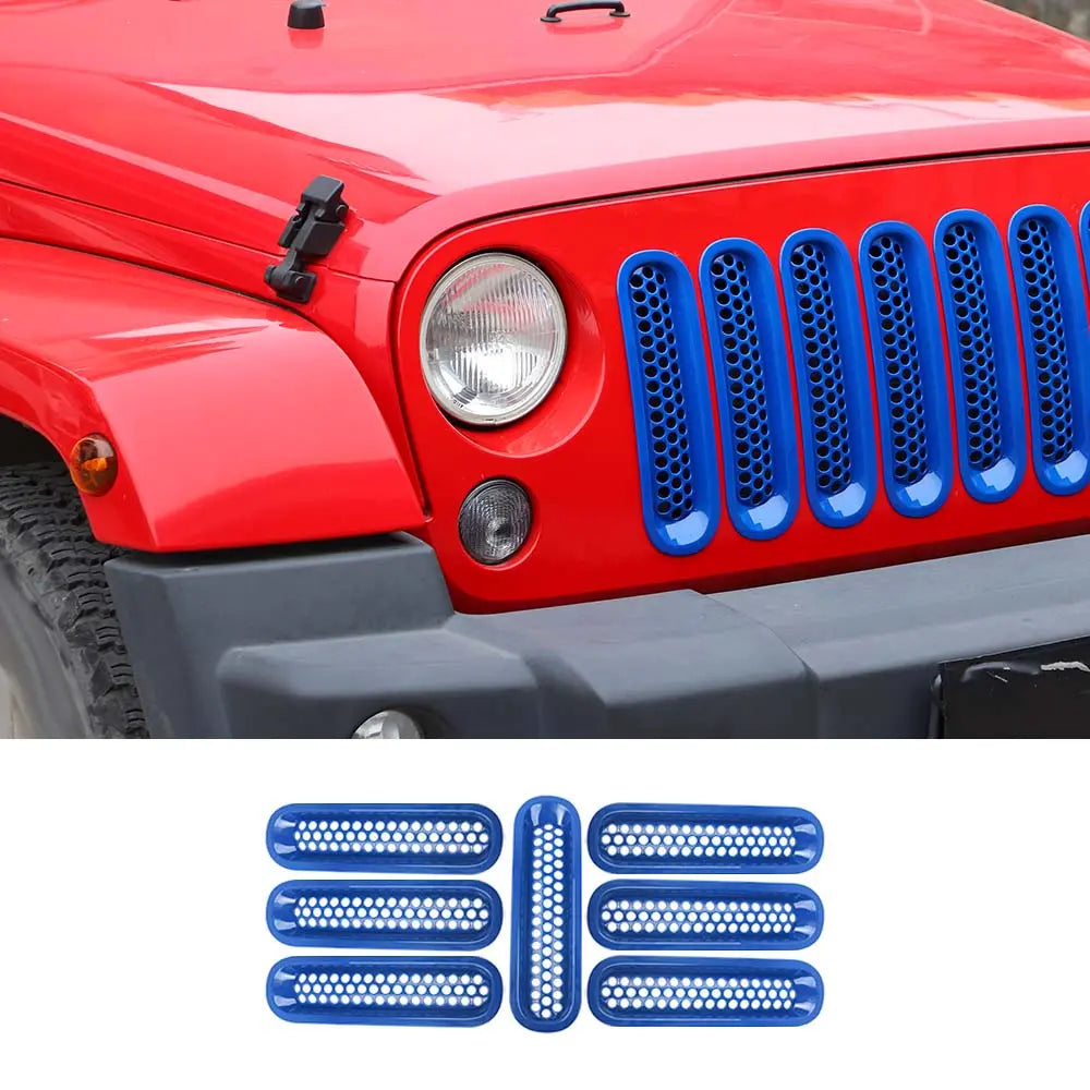 For 2007-2018 Jeep Wrangler JK JKU Clip-in Mesh Grille Inserts Trim
