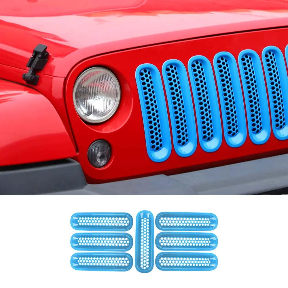 For 2007-2018 Jeep Wrangler JK JKU Clip-in Mesh Grille Inserts Trim
