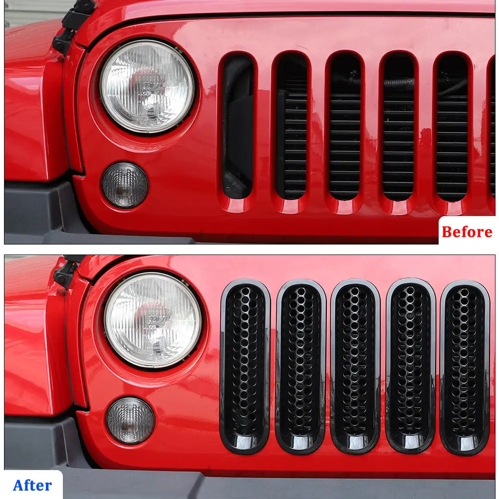 For 2007-2018 Jeep Wrangler JK JKU Clip-in Mesh Grille Inserts Trim