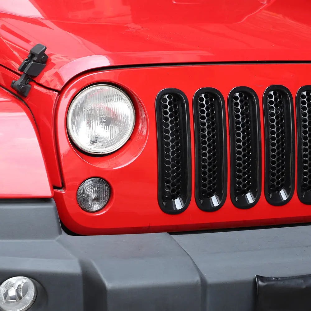 For 2007-2018 Jeep Wrangler JK JKU Clip-in Mesh Grille Inserts Trim