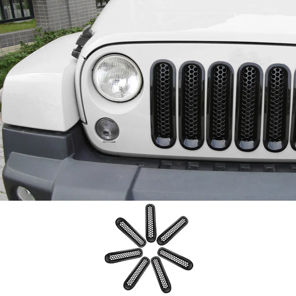 For 2007-2018 Jeep Wrangler JK JKU Clip-in Mesh Grille Inserts Trim