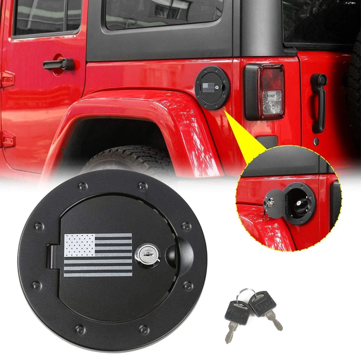 For 2007-2018 Jeep Wrangler JK JKU Door Gas Fuel Filler Tank Locking Cover