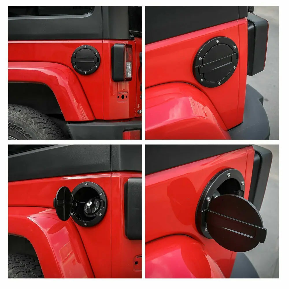 For 2007-2018 Jeep Wrangler JK JKU Door Gas Tank Cap Cover Fuel Filler Door Trim Black