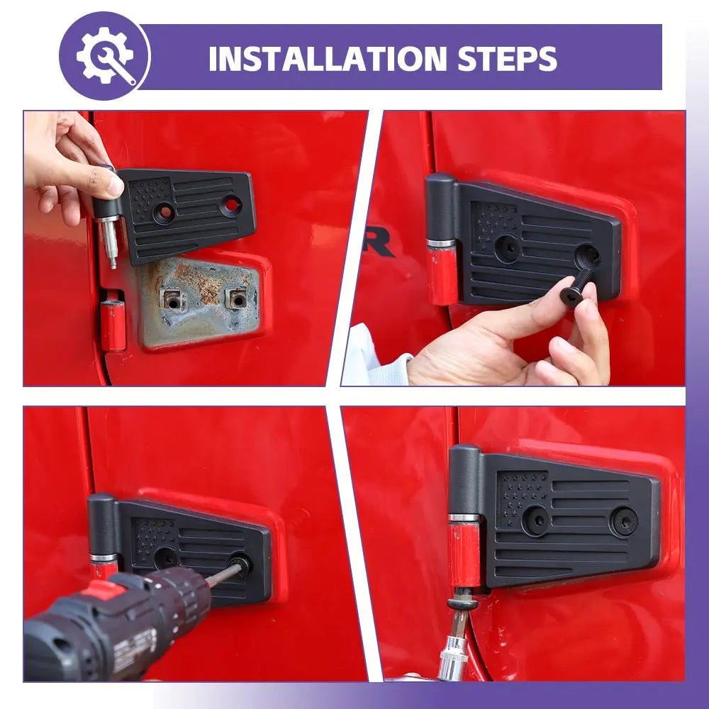 For 2007-2018 Jeep Wrangler JK JKU Door Hinge Replacement Accessories US Flag