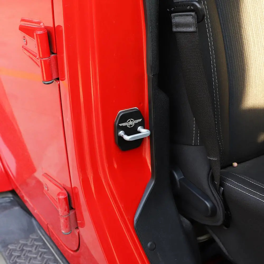 For 2007-2018 Jeep Wrangler JK JKU Door Lock Cover Trim Protective Star Wing