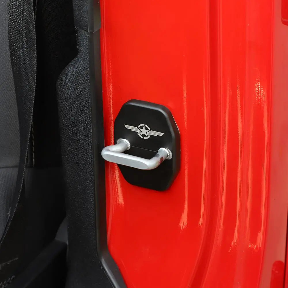 For 2007-2018 Jeep Wrangler JK JKU Door Lock Cover Trim Protective Star Wing