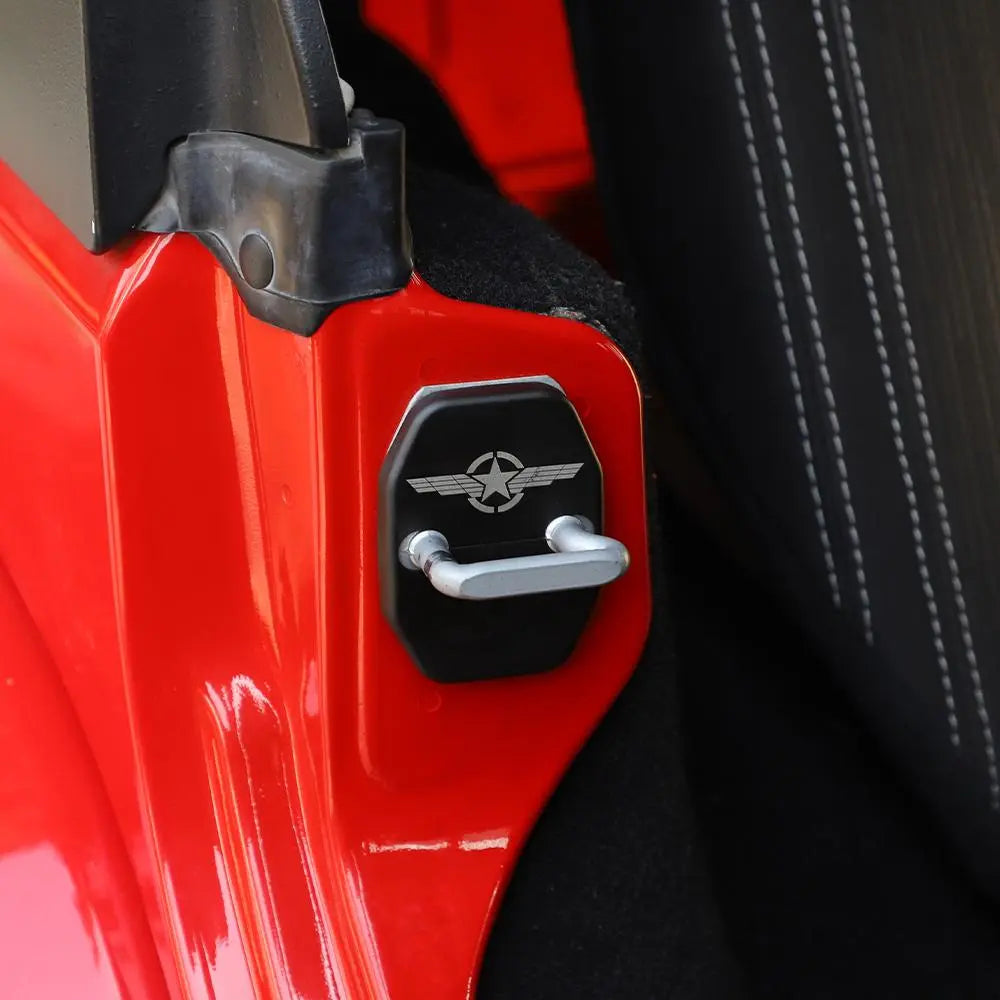 For 2007-2018 Jeep Wrangler JK JKU Door Lock Cover Trim Protective Star Wing