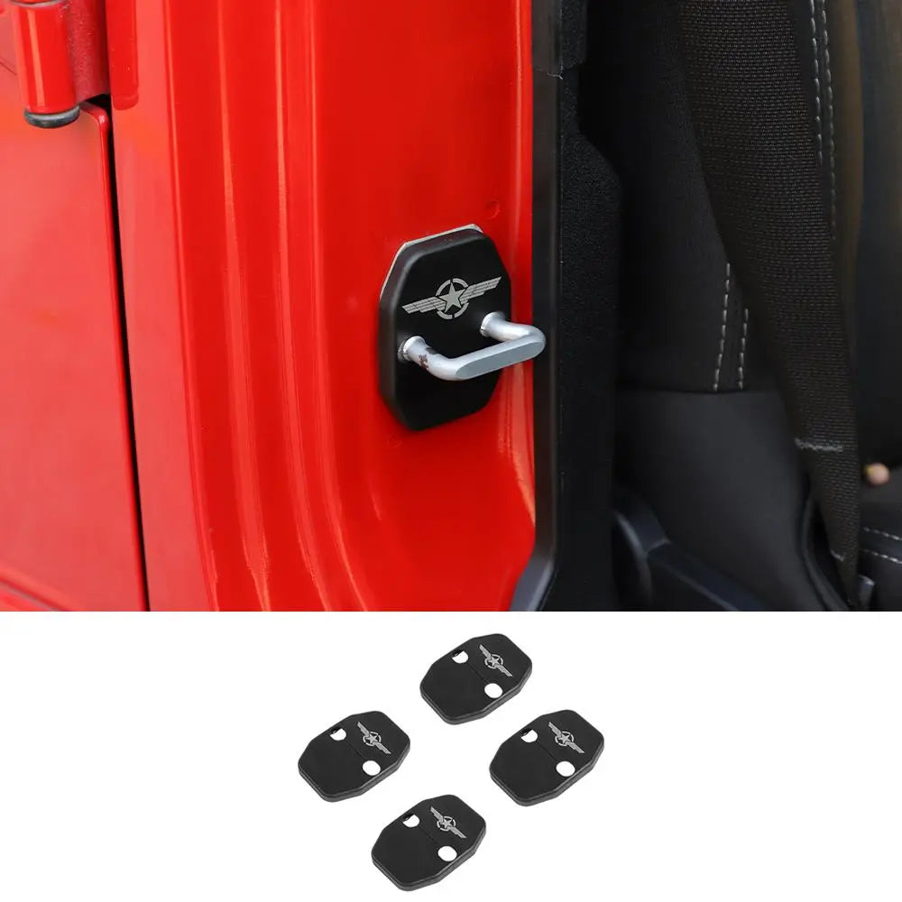 For 2007-2018 Jeep Wrangler JK JKU Door Lock Cover Trim Protective Star Wing