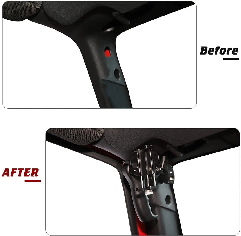 For 2007-2018 Jeep Wrangler JK JKU Front Grab Handles *2 with Phone Holder Mount *1