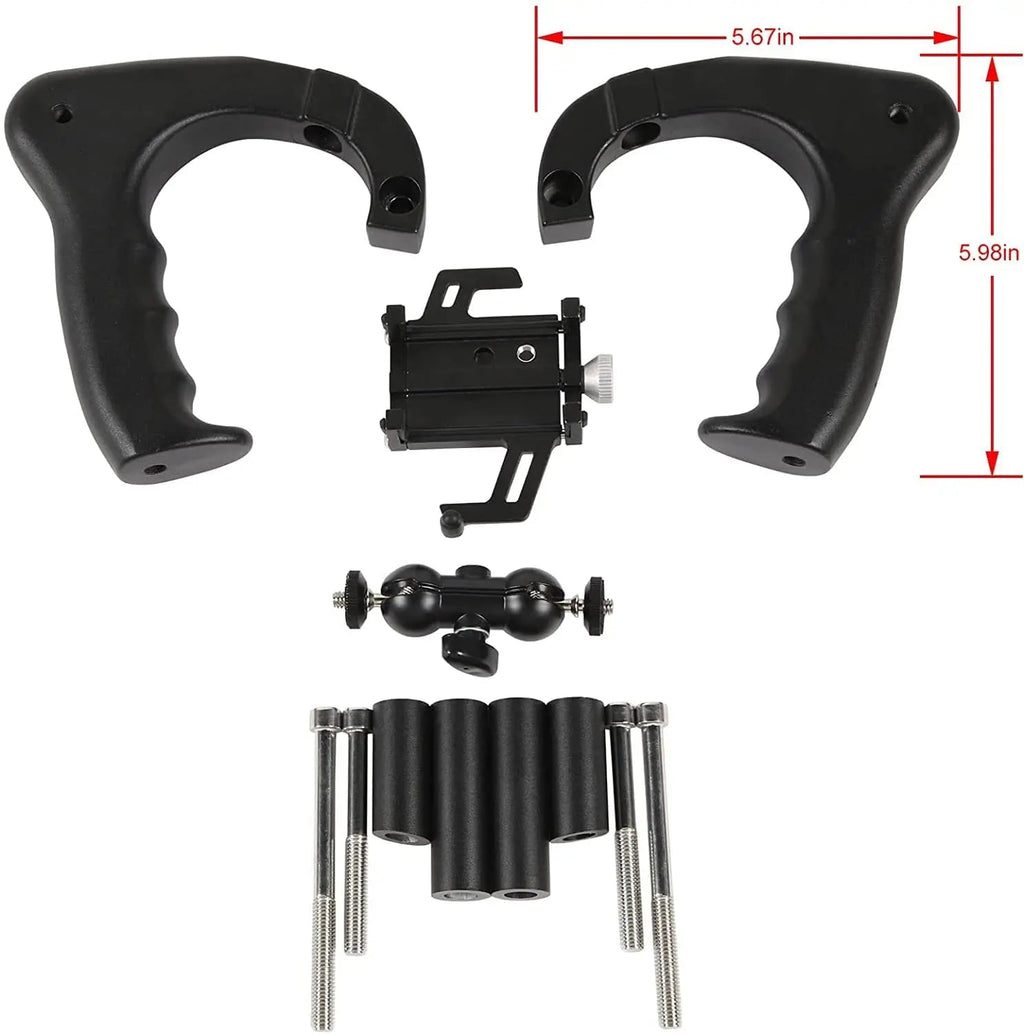 For 2007-2018 Jeep Wrangler JK JKU Front Grab Handles *2 with Phone Holder Mount *1