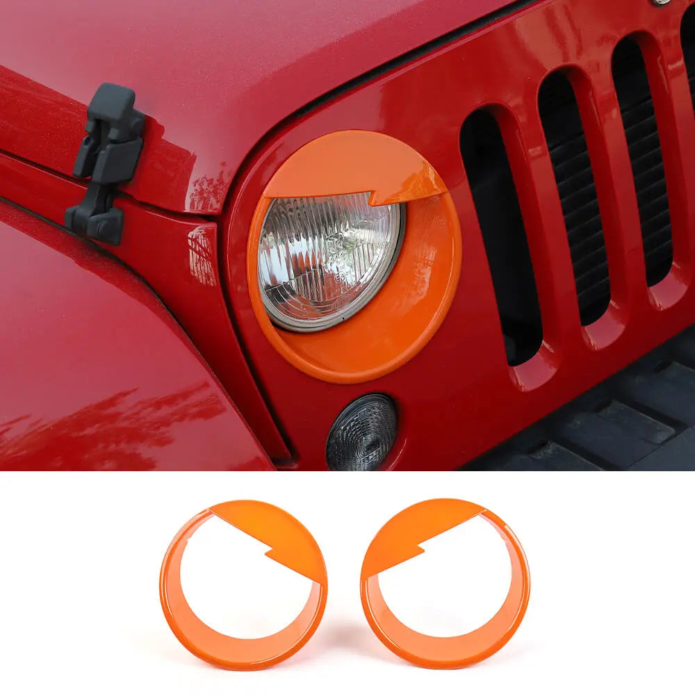 For 2007-2018 Jeep Wrangler JK JKU Front Headlight Angry Eyes Trim Bezels Rings