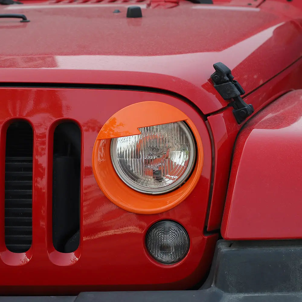 For 2007-2018 Jeep Wrangler JK JKU Front Headlight Angry Eyes Trim Bezels Rings