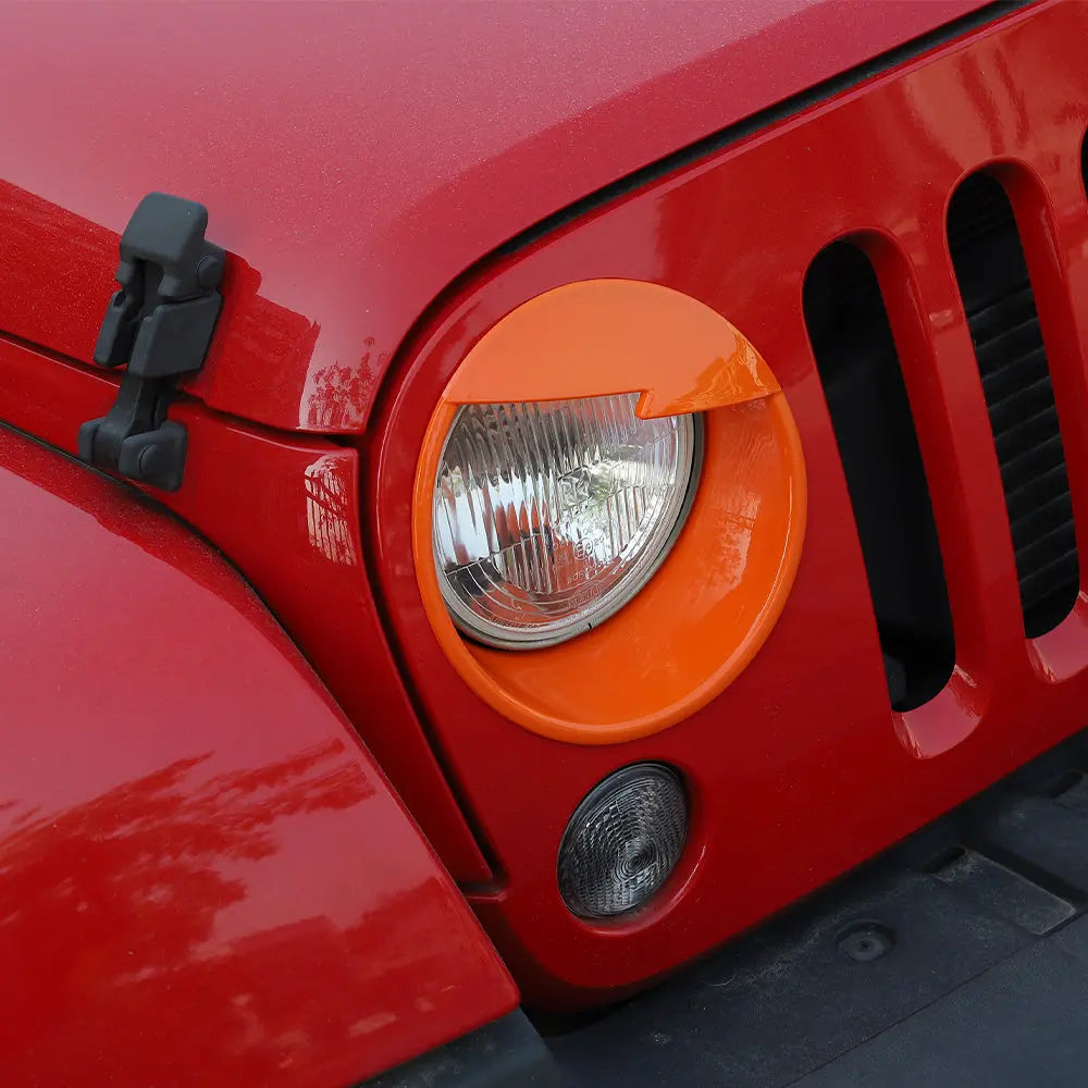 For 2007-2018 Jeep Wrangler JK JKU Front Headlight Angry Eyes Trim Bezels Rings