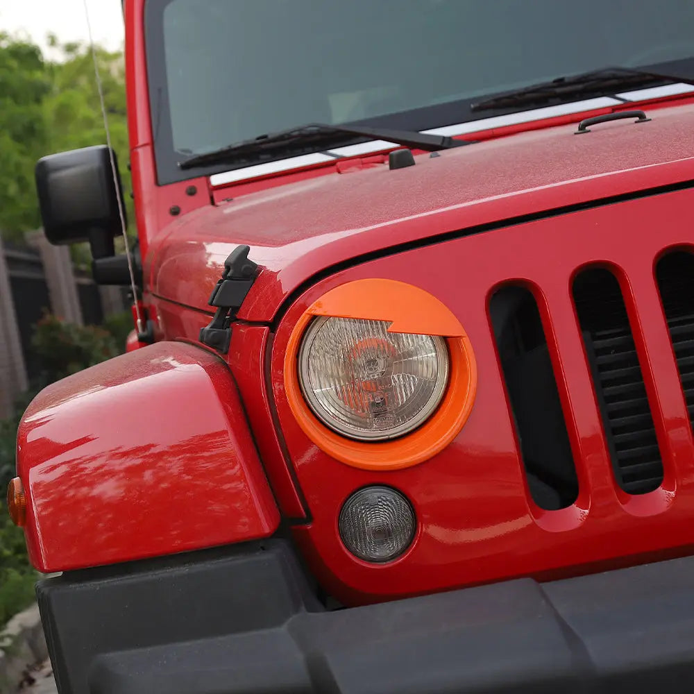 For 2007-2018 Jeep Wrangler JK JKU Front Headlight Angry Eyes Trim Bezels Rings