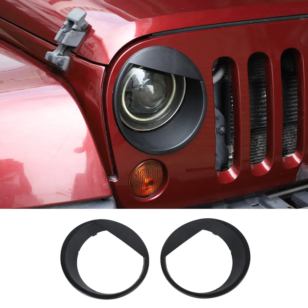 For 2007-2018 Jeep Wrangler JK JKU Front Headlight Bezel Light Angry Eyes Trim 2PCS