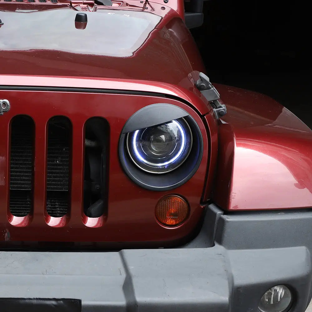 For 2007-2018 Jeep Wrangler JK JKU Front Headlight Bezel Light Angry Eyes Trim 2PCS