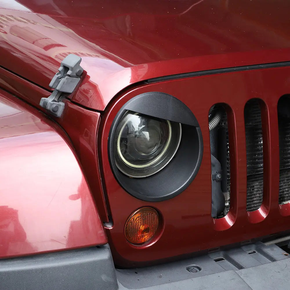 For 2007-2018 Jeep Wrangler JK JKU Front Headlight Bezel Light Angry Eyes Trim 2PCS