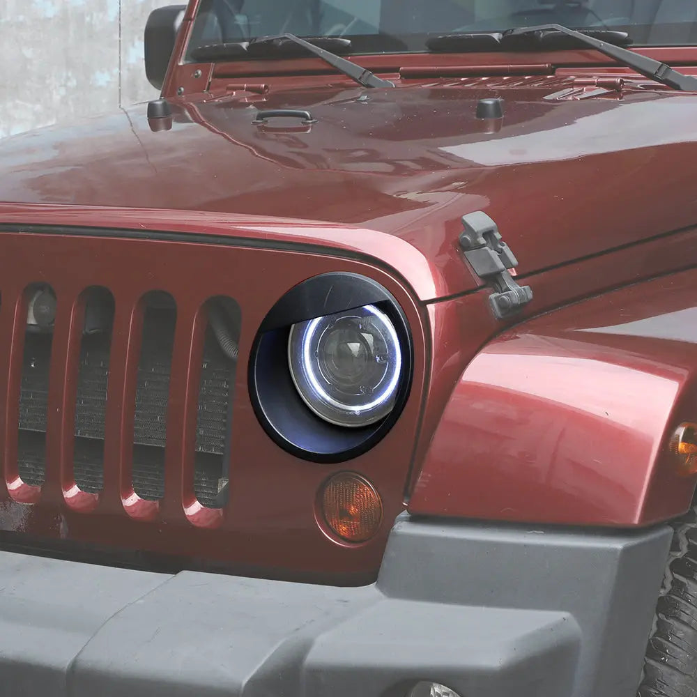 For 2007-2018 Jeep Wrangler JK JKU Front Headlight Bezel Light Angry Eyes Trim 2PCS