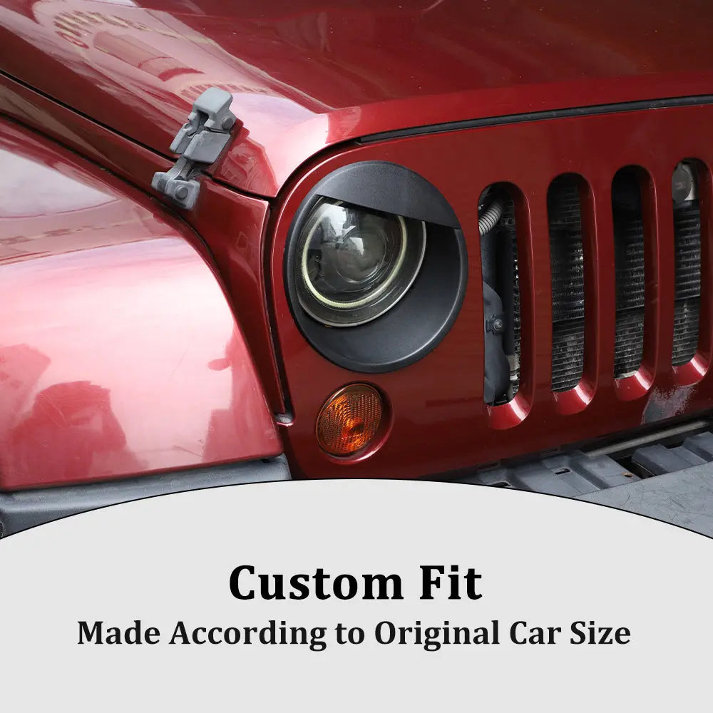 For 2007-2018 Jeep Wrangler JK JKU Front Headlight Bezel Light Angry Eyes Trim 2PCS