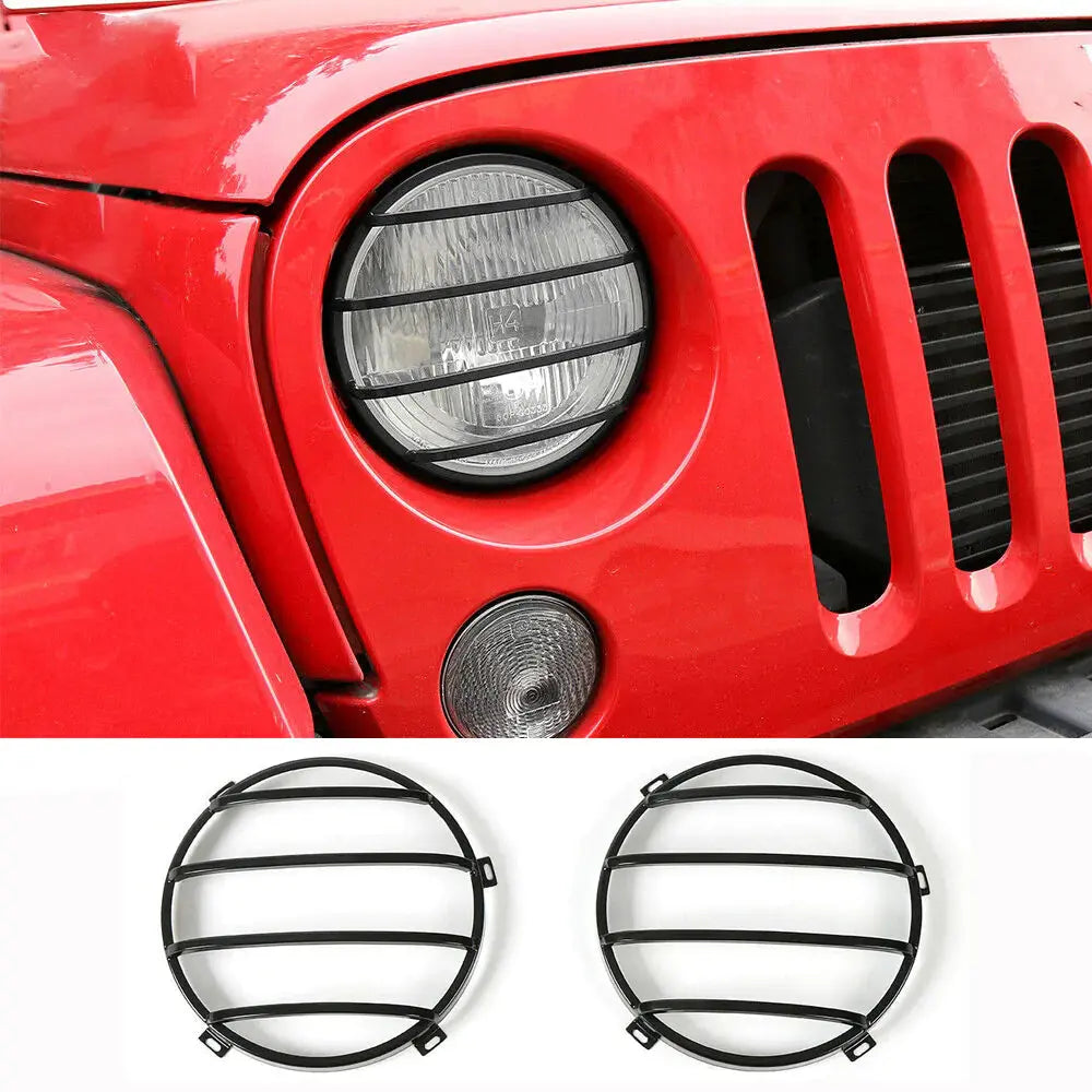 For 2007-2018 Jeep Wrangler JK JKU Front Headlight Guards Trim Protector Black