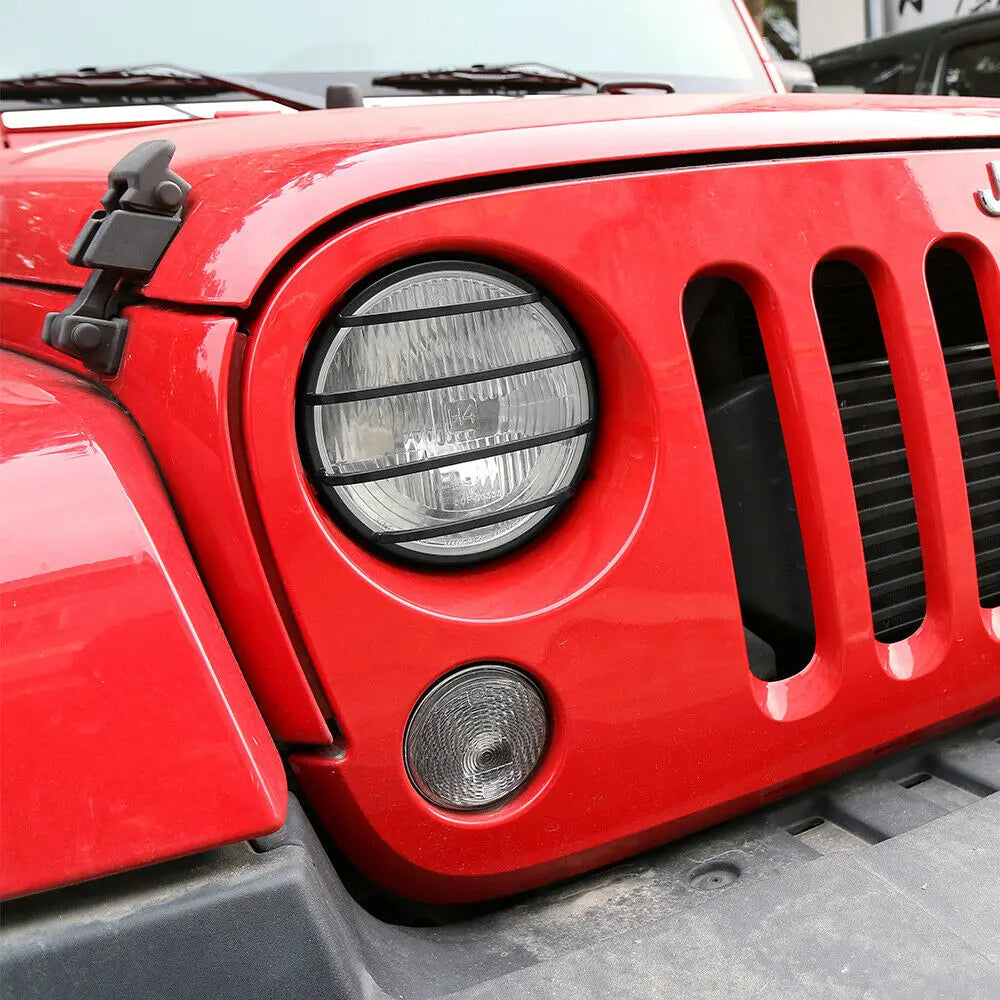 For 2007-2018 Jeep Wrangler JK JKU Front Headlight Guards Trim Protector Black