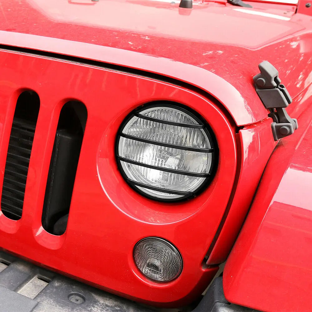 For 2007-2018 Jeep Wrangler JK JKU Front Headlight Guards Trim Protector Black
