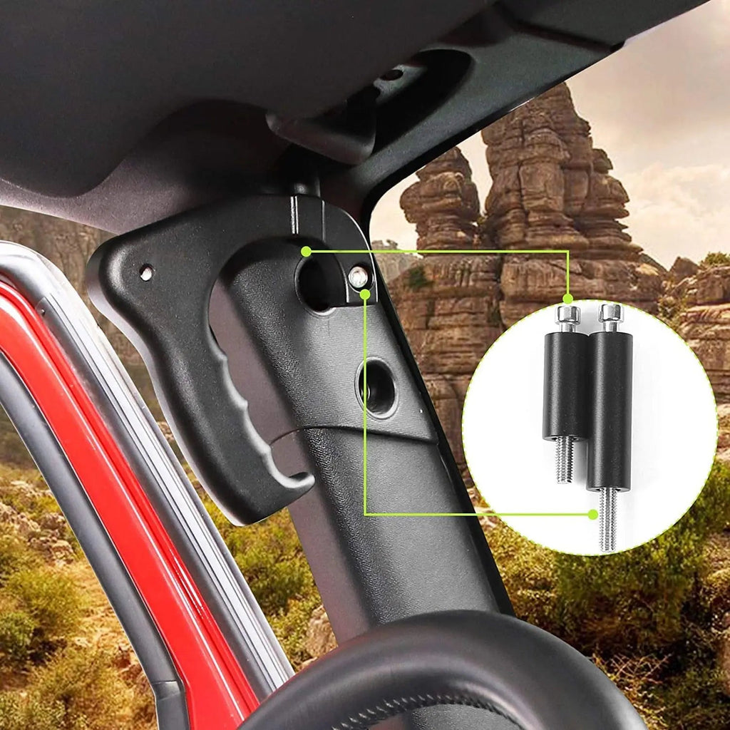 For 2007-2018 Jeep Wrangler JK JKU Front Metal Grab Handles Matte Black 2pcs (Upgraded Version)