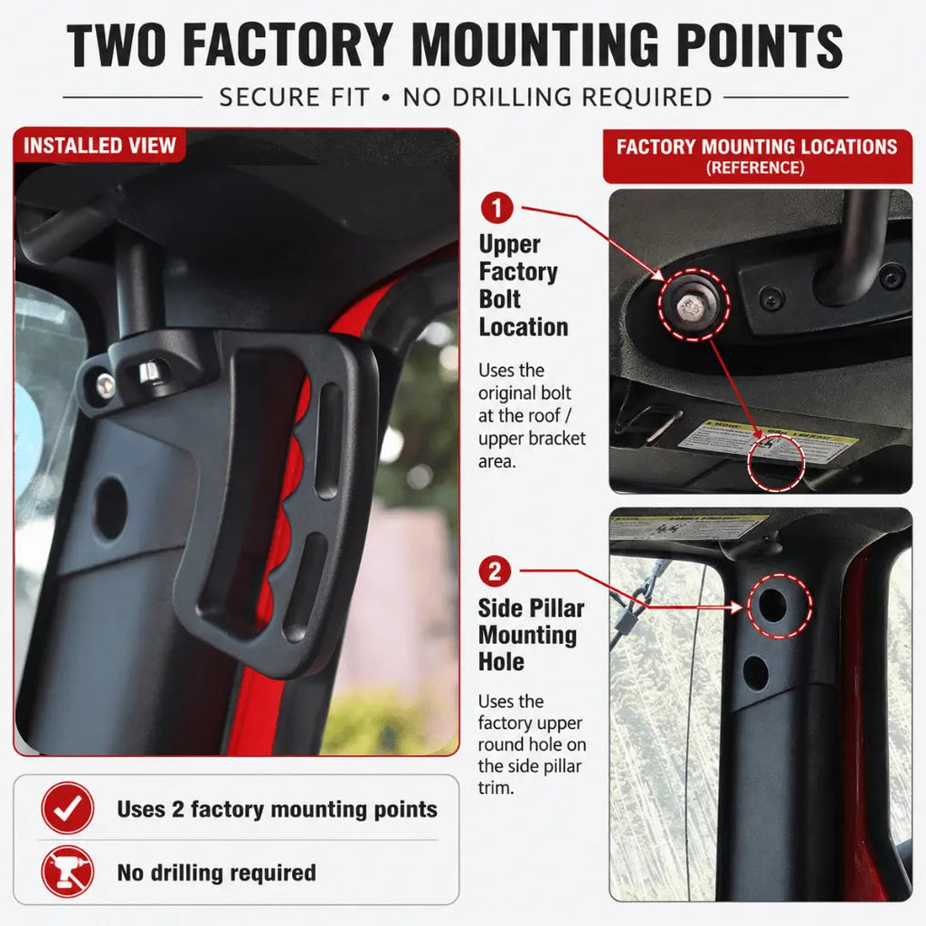 For 2007-2018 Jeep Wrangler JK JKU Front Top Grab Handles Aluminum Alloy (2 pcs)