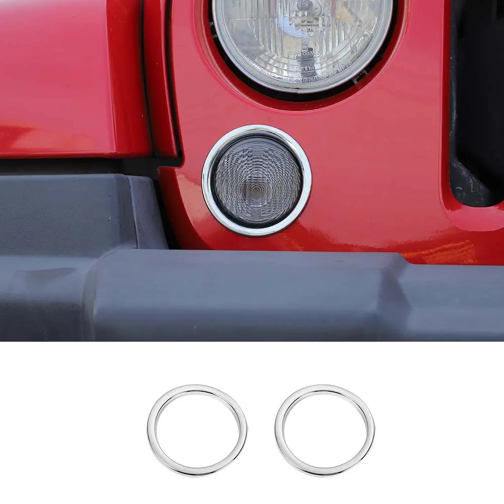 For 2007-2018 Jeep Wrangler JK JKU Front Turn Signal Light Trim Ring Bezel