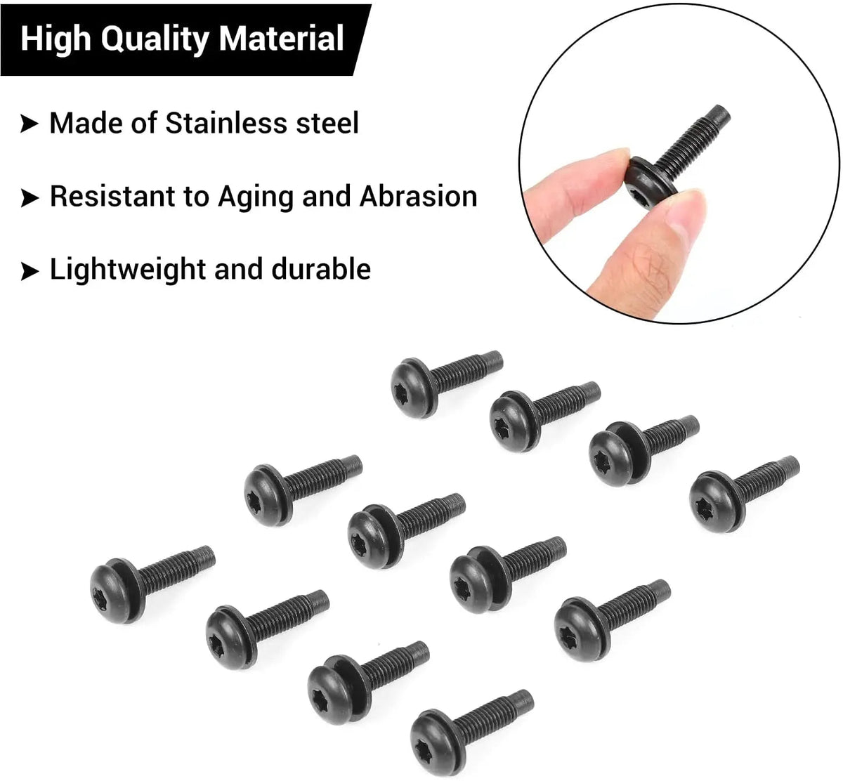 For 2007-2018 Jeep Wrangler JK JKU Front Windshield Frame Hinge Torx Screws Replacement, 12PCs