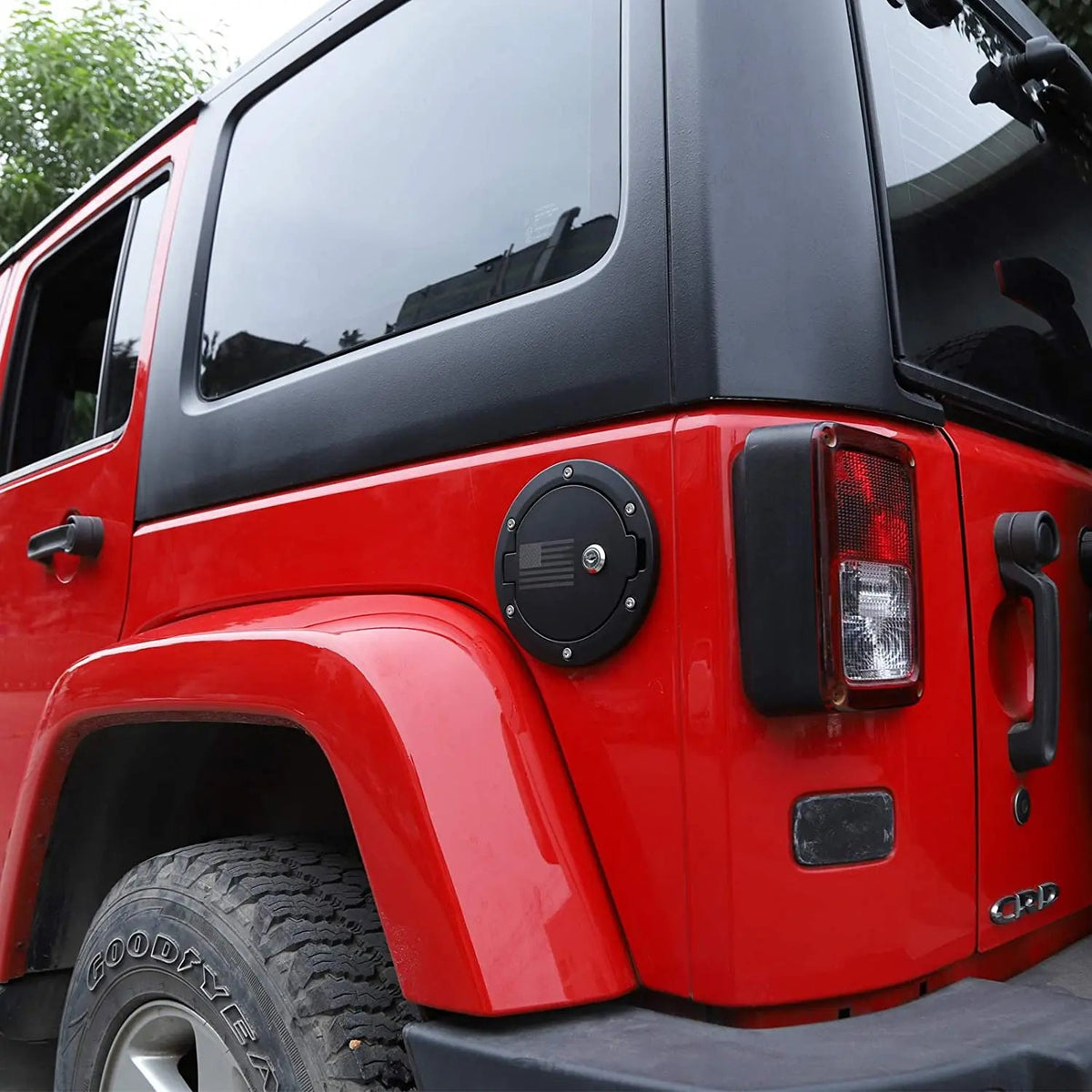 For 2007-2018 Jeep Wrangler JK JKU Fuel Door Cover Locking Gas Cap Cover, American Flag