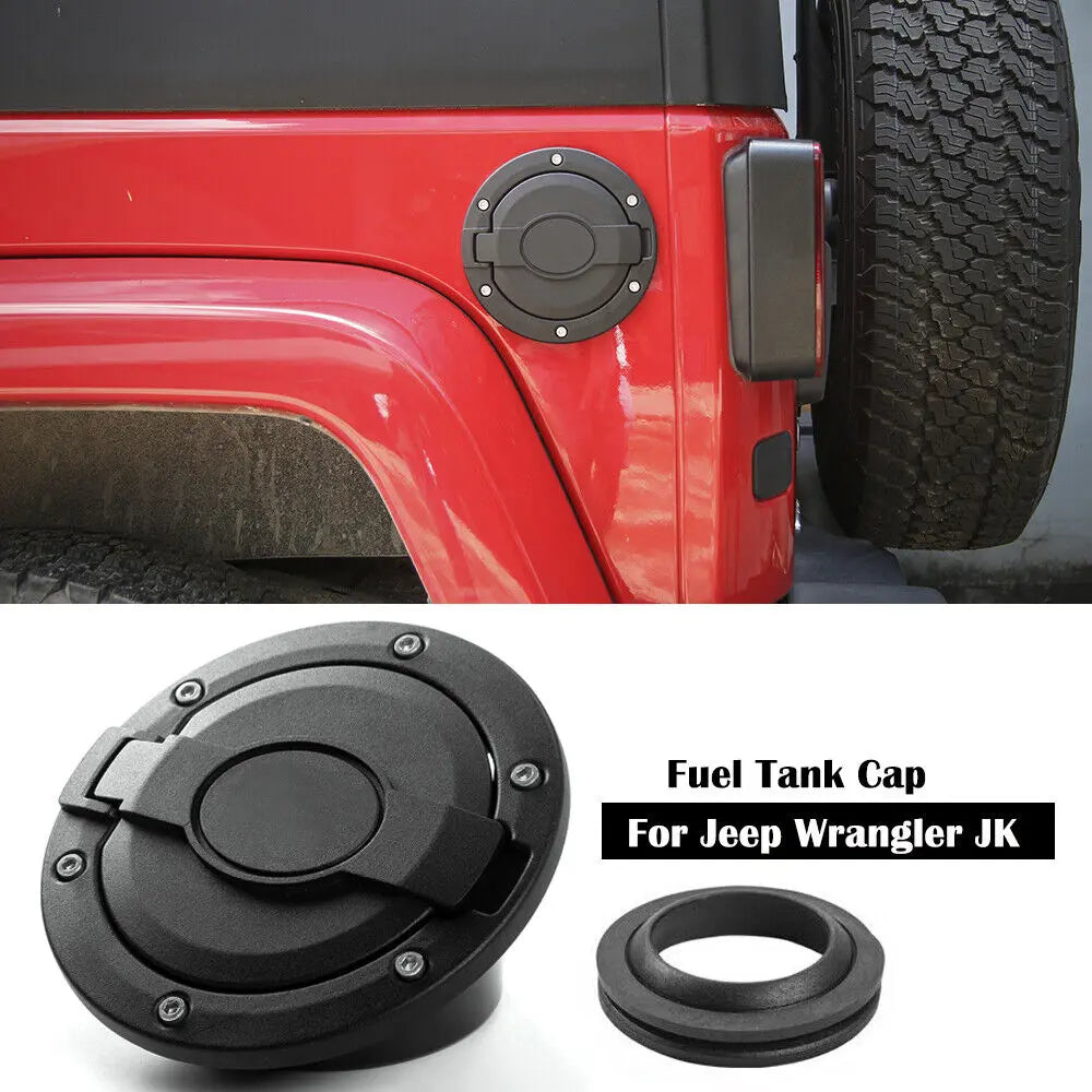 For 2007-2018 Jeep Wrangler JK JKU Fuel Filler Door Gas Lid Tank Cap Cover Trim